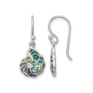 Sterling Silver Swirl Shell Abalone Dangle Earrings